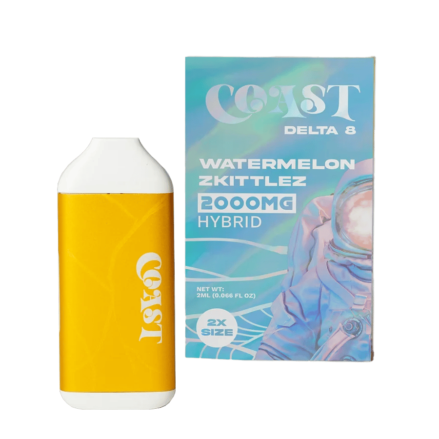 Coast Smokes 2ml Rechargeable Disposable Delta8 Vape Watermelon Zkittlez